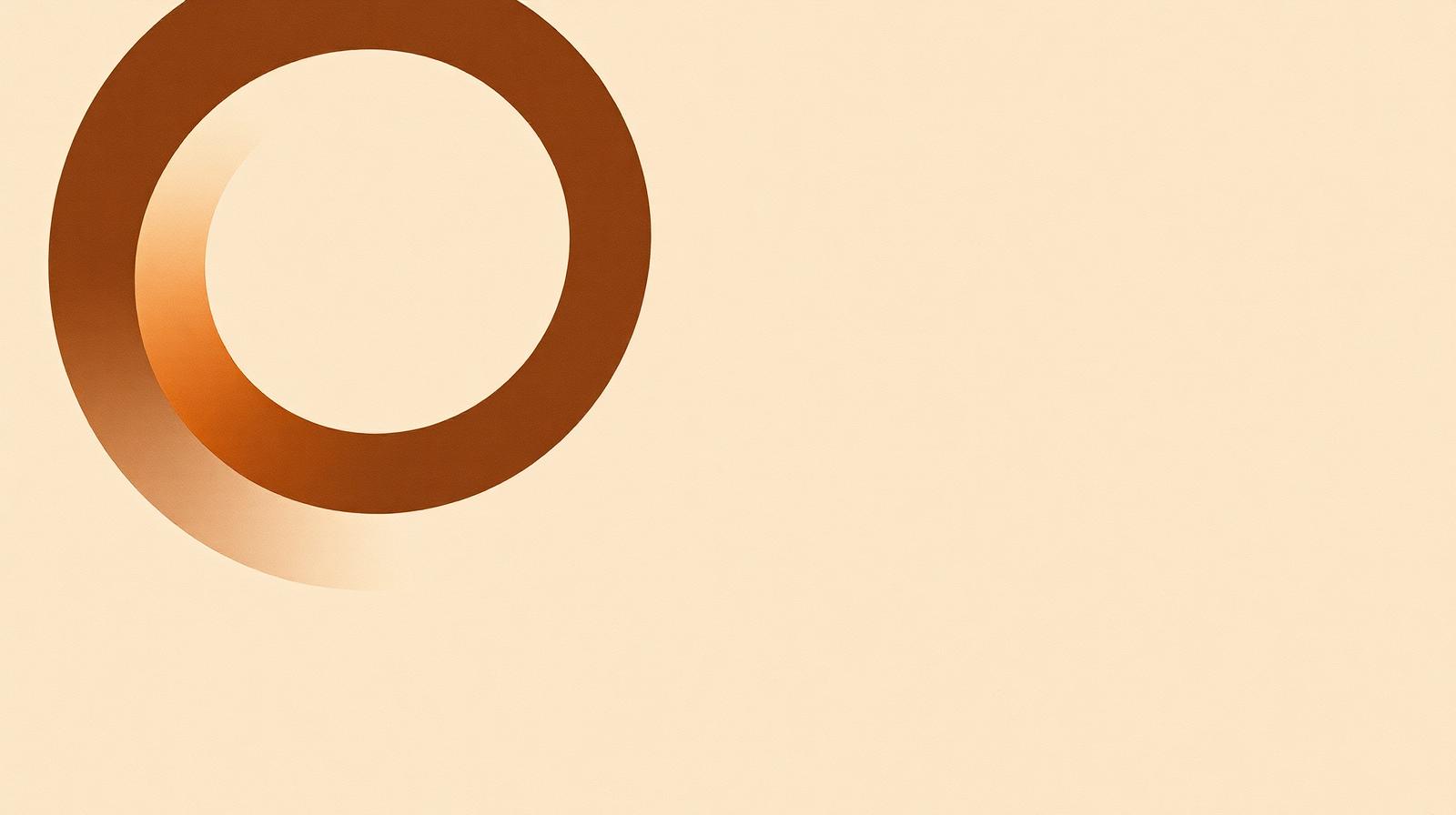 Concentric arcs in warm brown on cream.