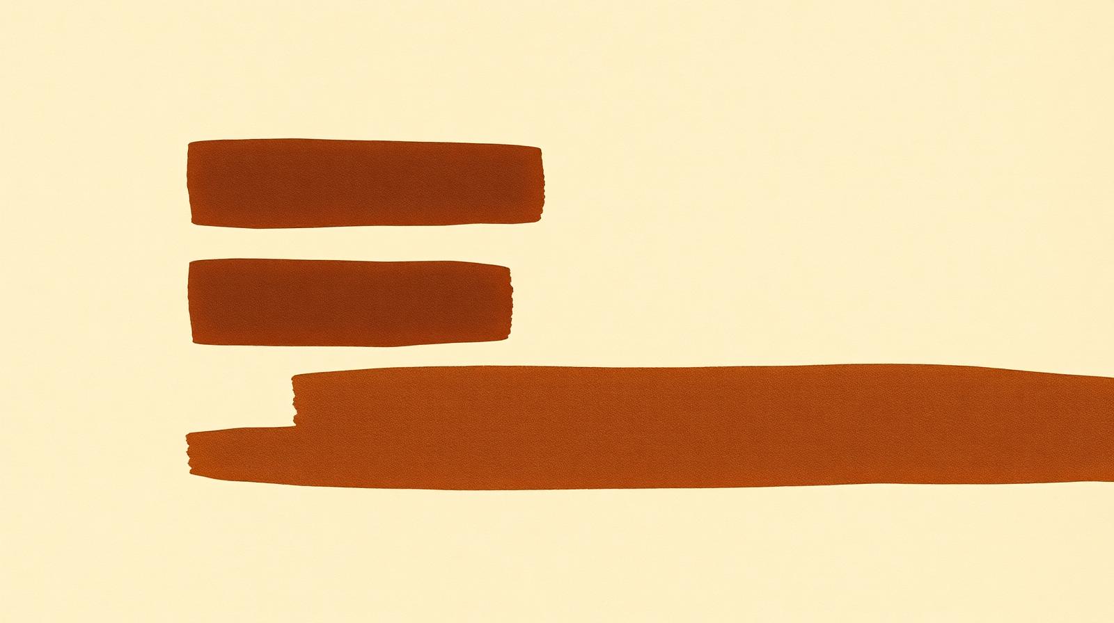 Five horizontal warm-brown bars stacked on cream.